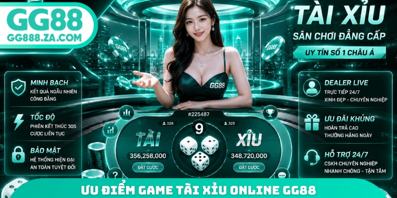 Ưu điểm game tài xỉu online GG88